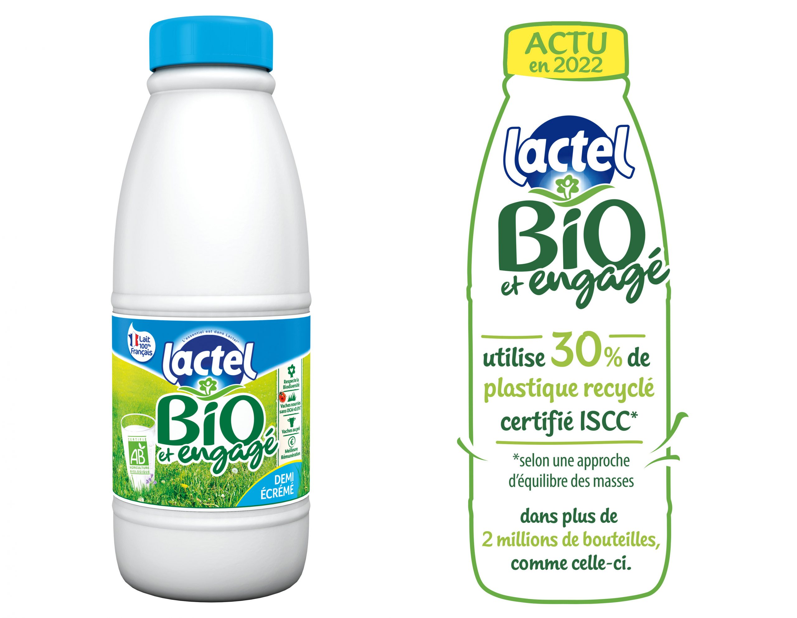 La gamme de lait Bio Engagé de Lactel devient Bio et Engagé